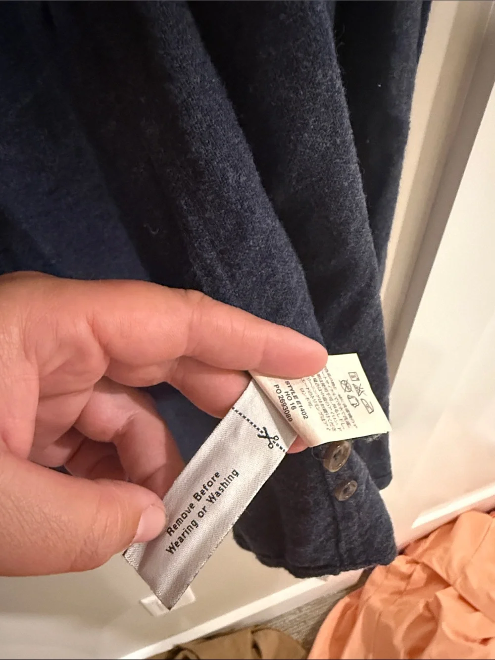 J. Crew Navy Button-Down Shirt with Brown Elbow Patches